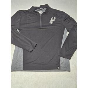 San Antonio Spurs NBA Fanatics 1/4 Zip Pullover Mens Med Black Gray Long Sleeve